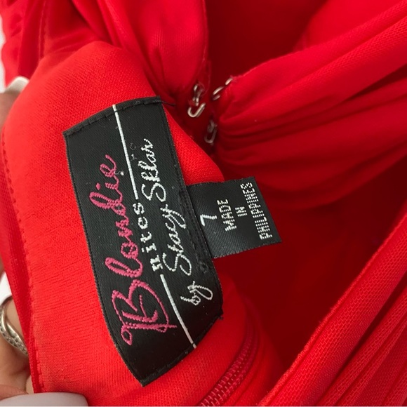 Red, strapless, jeweled prom dress/formal dress - Picture 5 of 12